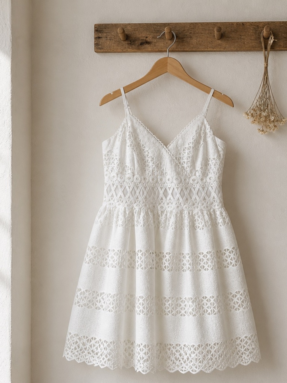 Guess Women's White Lace Fit & Flare Dress